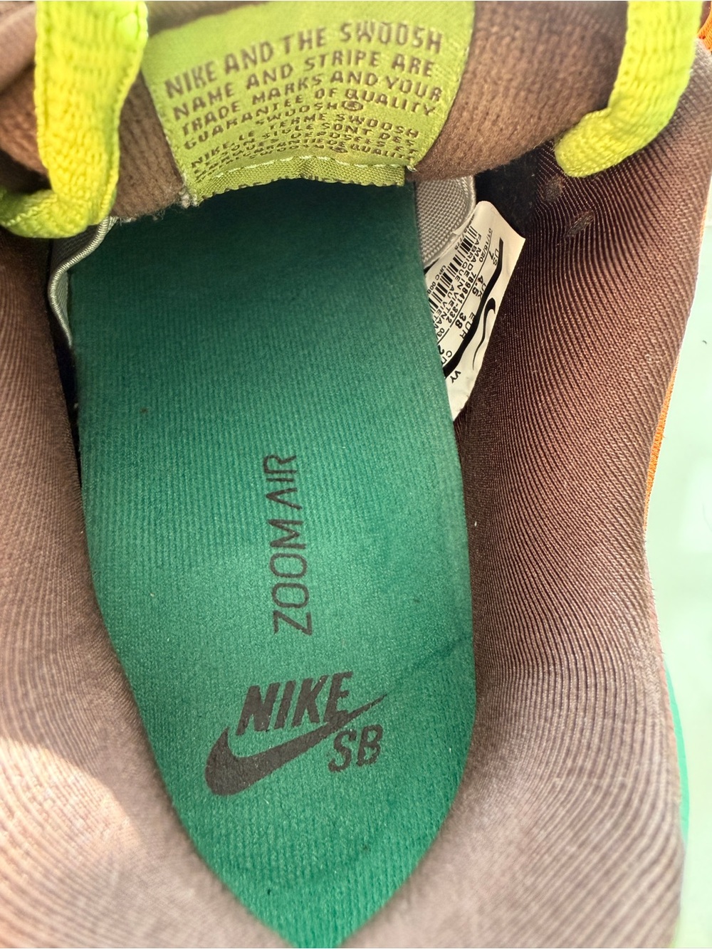 Nike Brown, Orange & Lime Green Low-Top Sneakers - Picture 6 of 9